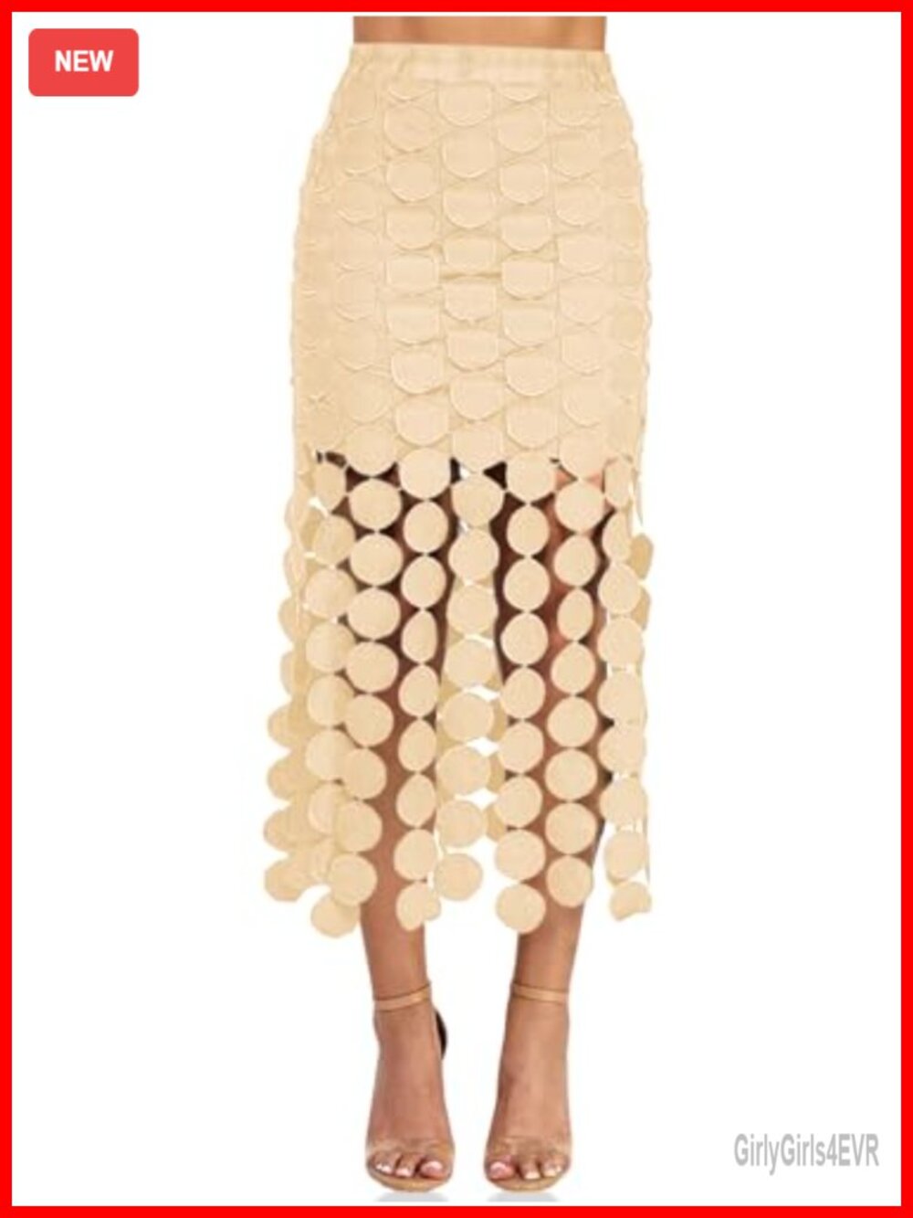 Hollow Out Fringe Maxi Skirt High Waist Boho Long Polyester